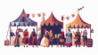 Medieval fair vector illustration. Cartoon flat middle