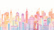 Modern outline line big urban city panorama background