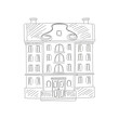 Old building of European cityscape, architectural freehand sketch vector illustration