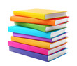 Stack of colorful books isolated on transparent background. PNG format