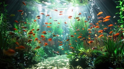 Wall Mural - Aquarium aquatic tank underwater ecosystem