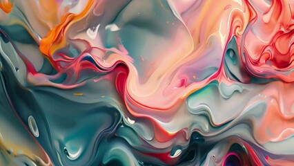 Fototapete - Close Up of Abstract Painting in Red, Yellow, and Blue