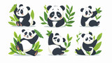 Fototapeta Dziecięca - Cute playful panda vector logo jungle animal character