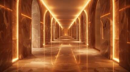 Aufkleber - Design of illuminated corridor interiors in 3D.