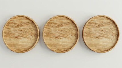 Wall Mural - Flat lay with top view of empty round wood suitable for displaying products. 3D rendering.