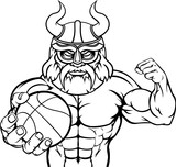 Fototapeta Dinusie - A Viking warrior gladiator basketball sports mascot