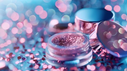 Leinwandbilder - A beauty fashion bokeh background for displaying cosmetics in 3D. Top view.