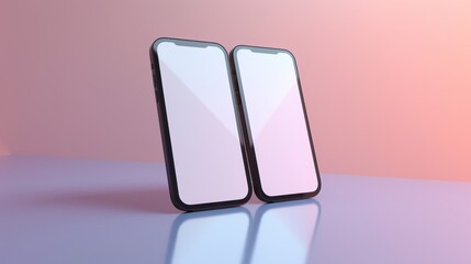Leinwandbilder - Floating black smart phone with white screen gradient isolated background in 3D renders