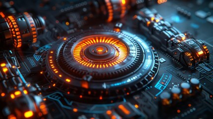 Leinwandbilder - Modeling of abstract detail in CAD software. Design, engineering of parts in digital software. Abstraction industrial tech. CAD systems.