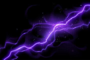 Wall Mural - Magic lightning with sparks on black background