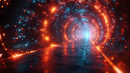 Aufkleber - Concept of virtual cyber gate in cyberspace or metaverse. Fantasy cyber door in data center. Tech banner.