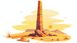 Mysterious runecovered obelisk rising from the desert