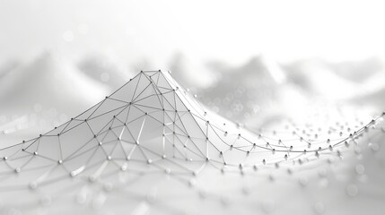 Leinwandbilder - Polygonal Abstract White Background with Low Polylines and Dots - Futuristic HUD Background