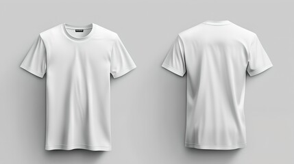 Poster - Blank White T-shirt Mockup, Front and Back View. Clean Casual Garment for Design Presentation. Simple Fashion Template. AI