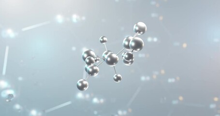 Wall Mural - Tartaric acid rotating 3d molecule, molecular structure of antioxidant e334, seamless video