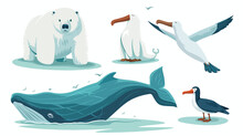 North Pole Animals In Cartoon Vector Illustration  Cu