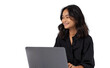 Young Asian Woman with Laptop Smiling
