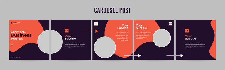 Wall Mural - stunning carousel post template, editable social media layout design, business instagram & linkedin 