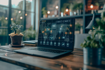 A laptop computer is open to a screen that shows a map of the world with a lot o