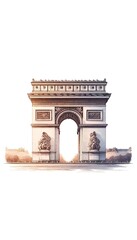 Wall Mural - Watercolor illustration of the arc de triomphe in paris