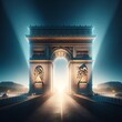 Realistic arc de triomphe paris city at night