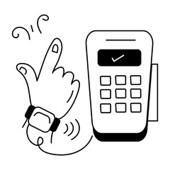 Sticker - Check out line icon of contactless payment 