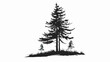 Pine tree silhouette hand drawn doodle sketch black an