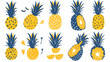 Pineapple set. Abstract modern set of pineapple icons