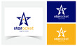 Star Rocket Logo Desing Template With Negative Space Rocket.
