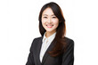 © Cadengo - portrait of happy and joyful asian businesswoman on white background