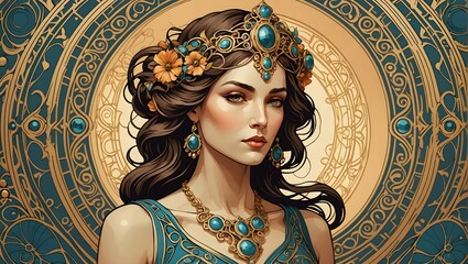 Wall Mural - Art Nouveau style AI-Generated illustration