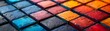 Macro view of abstract color block tiles showcasing a vivid and glossy texture.