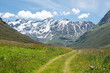 hiking trail Dischma valley, Scaletta glacier mountain. spring landscape switzerland