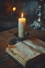 Classic candle antique book