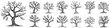 tree decoration set, plant heart ornamen black silhouette vector, shape print, monochrome clipart illustration, laser cutting engraving nocolor