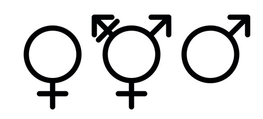 Wall Mural - gender symbol icon set - pictogram of male female and transgender sign