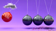 War leads to destruction. A Newton cradle metaphor showing how war triggers destruction. Cause and effect relation between them. Vicious cycle ,3d illustration