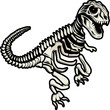 Dinosaurier Skelett Tyrannosaurus Rex Dino Fossil im Comic Stil gezeichnet schwarz weiß