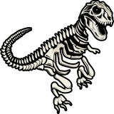 Fototapeta  - Dinosaurier Skelett Tyrannosaurus Rex Dino Fossil im Comic Stil gezeichnet schwarz weiß
