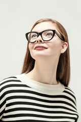 Canvas Print - happy lady in glasses