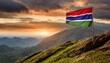 The Flag of Gambia On The Mountain.