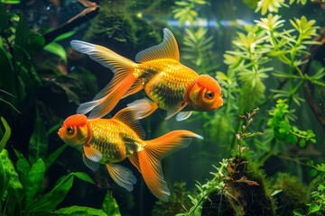 Wall Mural - Goldfish in Aquarium