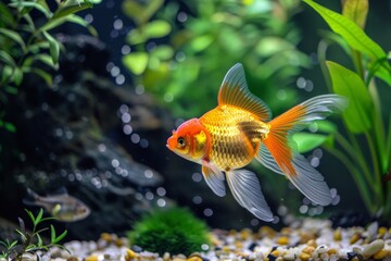 Wall Mural - Goldfish in Aquarium