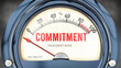 Commitment and Engagement Meter that hits less than zero, showing an extremely low level of commitment, none of it, insufficient. Minimum value, below the norm. Lack of commitment. ,3d illustration
