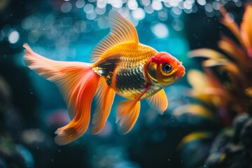 Wall Mural - Goldfish in Aquarium