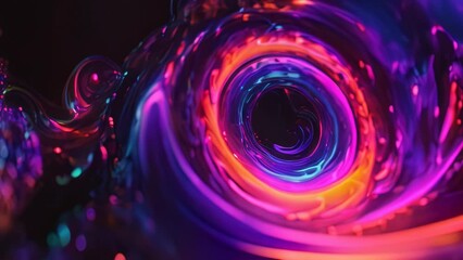 Wall Mural - Video animation of vibrant cosmic swirl with a mix of purple, pink, blue, and other colors against a dark background