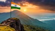 The Flag of India On The Mountain.