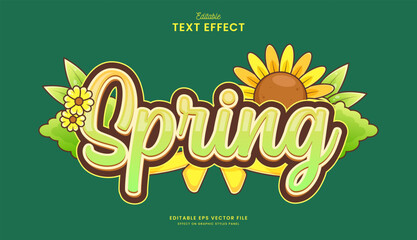 Wall Mural - decorative editable spring season text effect vector design