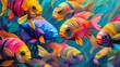 A colorful group of fish swimming in the ocean