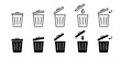 Bin icon set. Trash, garbage, waste glyph icons collection. Bin, bucket symbols vector solid, filled icons